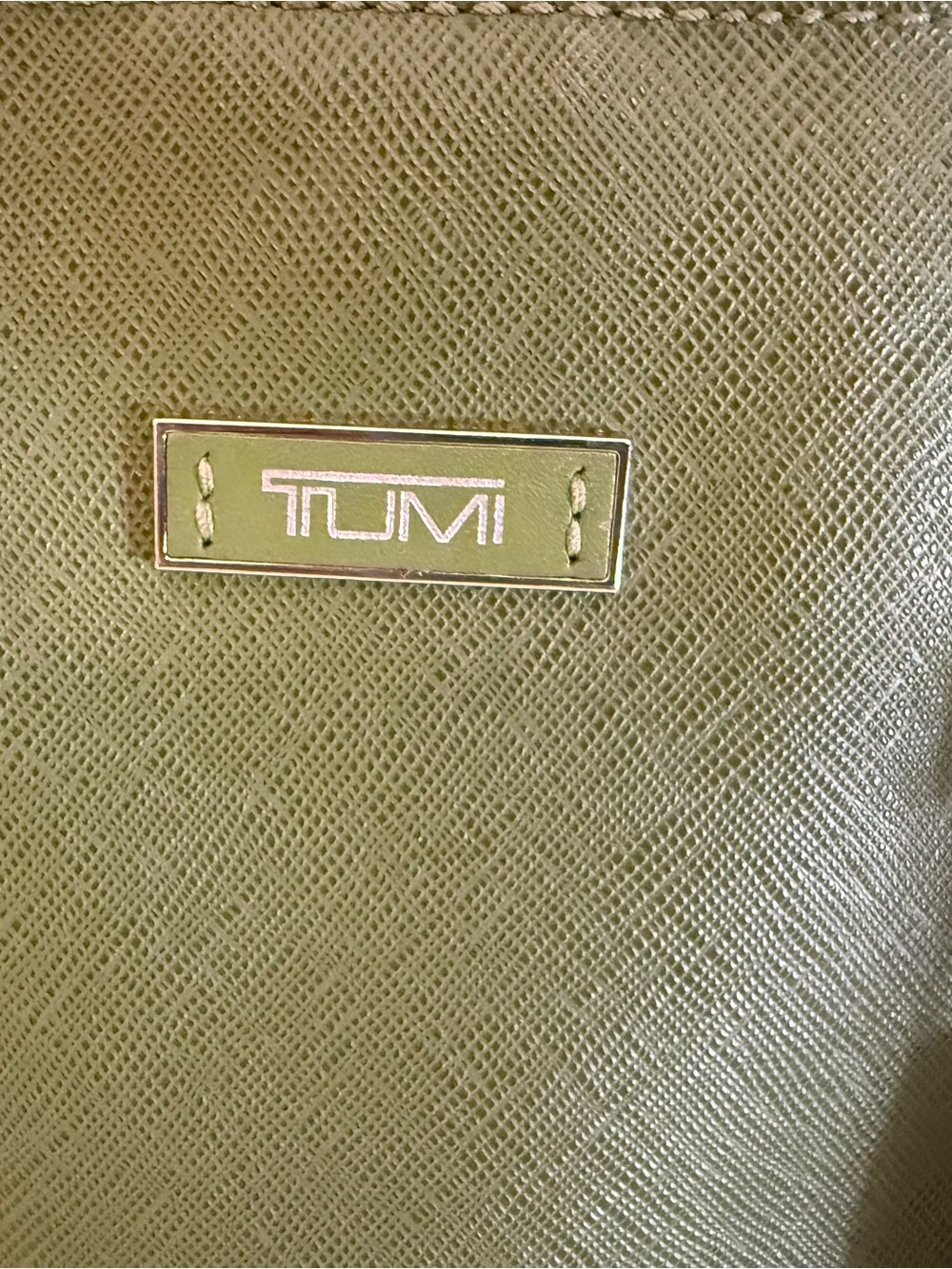 Tumi Green Tote with Tortoiseshell Tag, lots of pockets and laptop holder - Picture 5 of 13